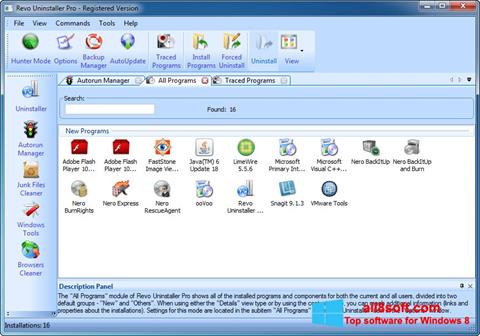 Snimak zaslona Revo Uninstaller Windows 8