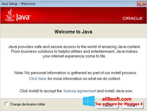Snimak zaslona Java Runtime Environment Windows 8