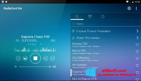 Snimak zaslona Radiocent Windows 8