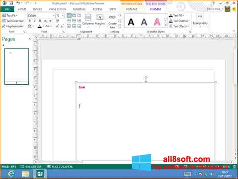 Snimak zaslona Microsoft Publisher Windows 8