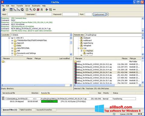Snimak zaslona FileZilla Server Windows 8