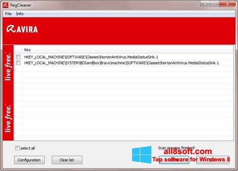 Snimak zaslona Avira Registry Cleaner Windows 8