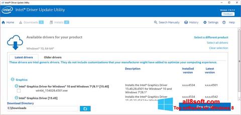 Snimak zaslona Intel Driver Update Utility Windows 8