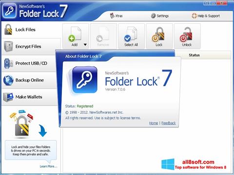 Snimak zaslona Folder Lock Windows 8