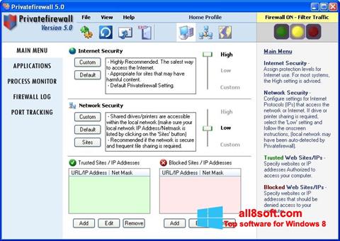Snimak zaslona Privatefirewall Windows 8