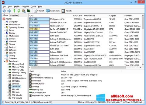 Snimak zaslona AIDA32 Windows 8
