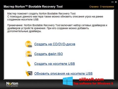 Snimak zaslona Norton Bootable Recovery Tool Windows 8